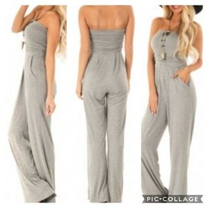 Sexy Strapless Gray Jumpsuit Size M